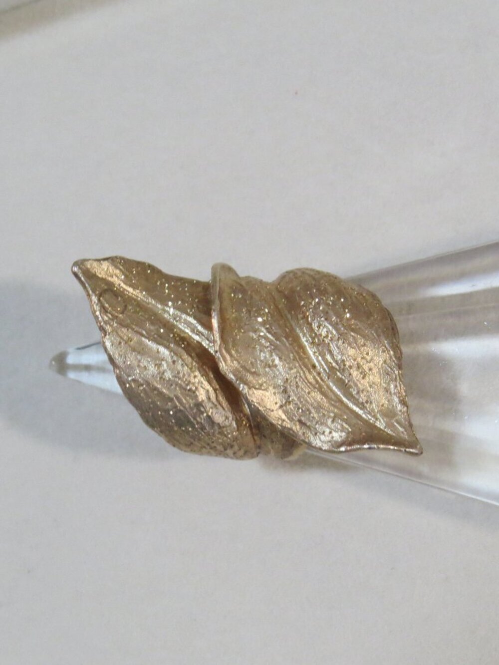 925 Italy Dyadema Vermeil Curled Bypass Leaves Statement Ring SIZE 8